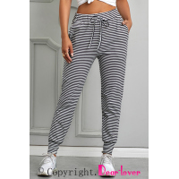 Black Striped Casual Joggings