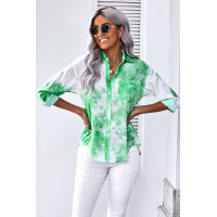 Green Whirlwind Tie Dye Button Shirt with Pocket