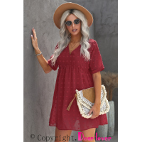 Red Fever Pitch Pom Babydoll Tunic Dress