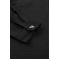 Black Cheetah Print Pocket Button Design Casual Shirt