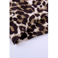 Hollow-out V Neck Leopard Blouse