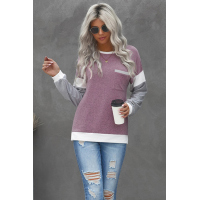 Splicing Sleeve Pink Knit Top