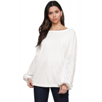 White Loose Casual Puffy Sleeve Top