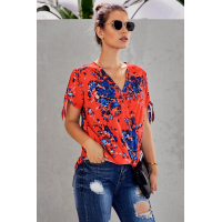 Orange Floral Twist Top