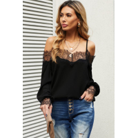 Black Lace Cold Shoulder Blouse