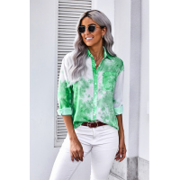 Green Whirlwind Tie Dye Button Shirt with Pocket