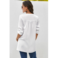 White Get You Covered Drape Front Layered Blouse