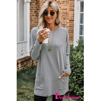 Gray Longline Pocketed Top