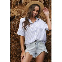 Sky Blue Short Sleeve Striped Shirt