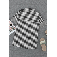 Black Gingham Play Button Up Shirt