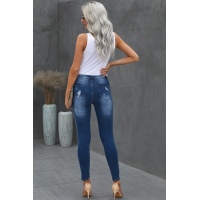 Patches Of Leopard Denim Distressed Jeans