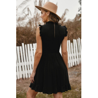 Black Pocketed Ruffle Babydoll Dress