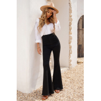 Black High Waist Hole Flared Jeans