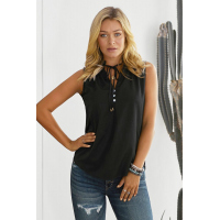 Black Larger Than Life Neck Tie Tank Top