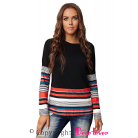 Colorful Striped Splicing Long Sleeve Top