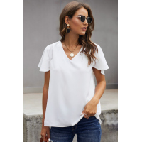 White V Neck Short Sleeve Tee