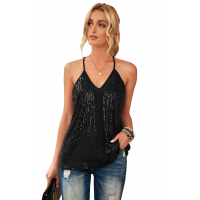 Black Sequin Racerback Tank