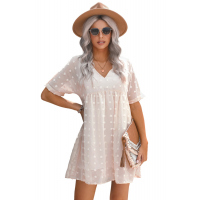 White Fever Pitch Pom Babydoll Tunic Dress