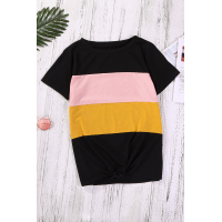 Color Block Panel Front T-shirt with Knot