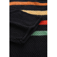 Multicolor Stripes Print Black Knit Top