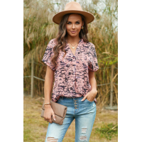 Pink Short Sleeve Toss and Tumble Printed Pocket Shirt