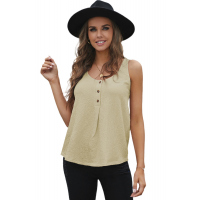 Apricot Button Textured Cotton Tank Top