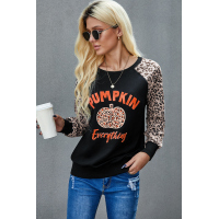 Leopard Pumpkin Print Long Sleeve Blouse