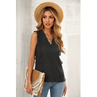 Black Lace V Neck Tank Top