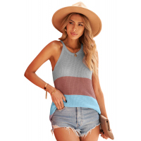 Multicolor Color Block Striped Knit Tank Top