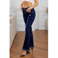 Dark Blue High Rise Flare Jeans