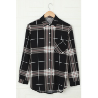 Black Plaid Button Shirt