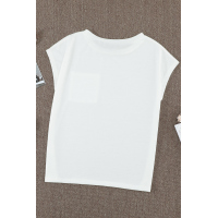 Beige Pocketed Tee with Side Slits