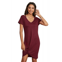 Wine Clear Skies Jersey Twist T-Shirt Dress