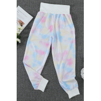 Multicolor Tie-dye Pocket Casual Pants With Slit