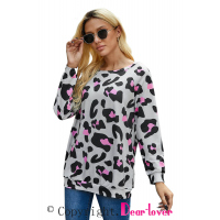 Gray Leopard Long Sleeve Top