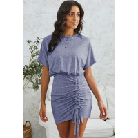 Sky Blue Ruched Knit Dress