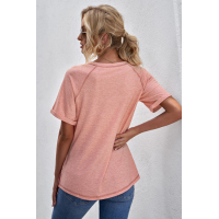 Pink Heathered Round Neck T-shirt