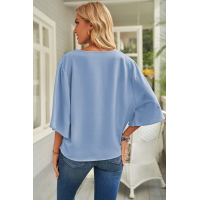 Sky Blue Draped Blouse