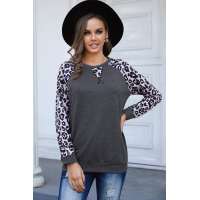 Gray Leopard Long Sleeve Top