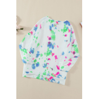 Sky Blue Oversize Scrawl Print Long Sleeve Top