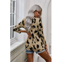 Long Sleeves Leopard Print Blouse