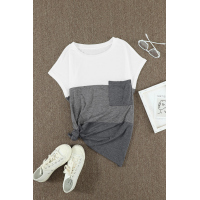 Gray Colorblock Pocketed Cap Sleeve Top