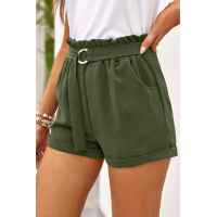 Green Casual Paper Waist Shorts