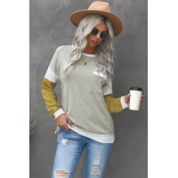 Splicing Sleeve Brown Knit Top