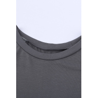 Color Block Long Sleeves Gray Pullover Top