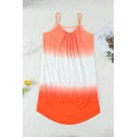 Orange Ombre Tie-dye Sleeveless Flowy Dress