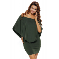 Multiple Dressing Layered Army Green Mini Poncho Dress