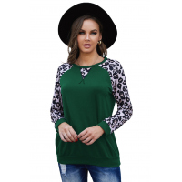 Green Leopard Long Sleeve Top