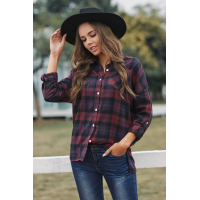 Loose Fit Boyfriend Style Plaid Shirt