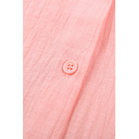 Pink Sleeveless Button Closure Ruffled Linen Shirt